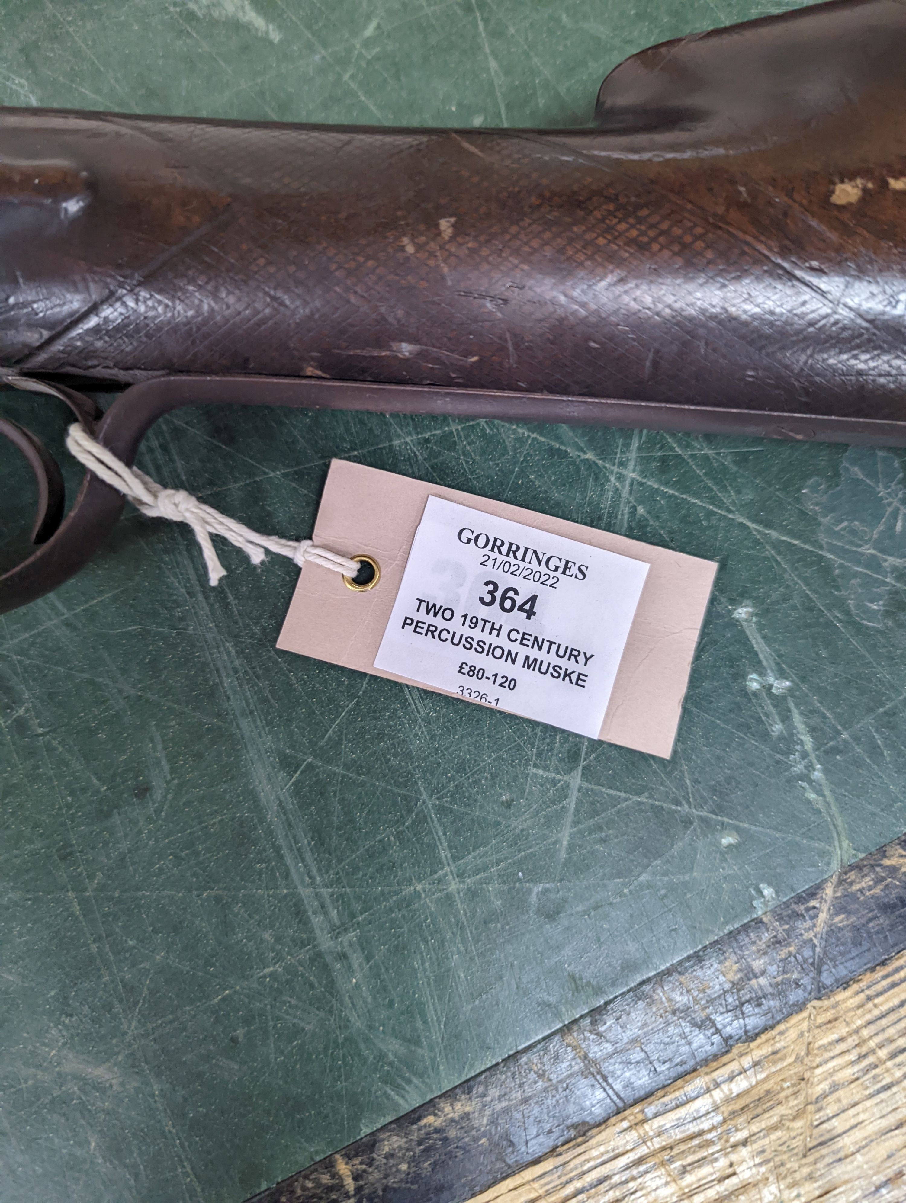 Two 19th century percussion muskets, 103cm. max., one double-barrelled